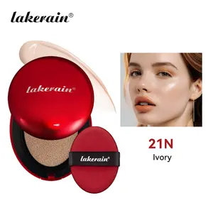 lakerain Red Case Cushion Foundation Full Coverage Lightweight Satin Glow Foundation Moisturizing Hydrating Long-lasting Cushion BB Cream Beauty Cosmetics Moisturizer Base
