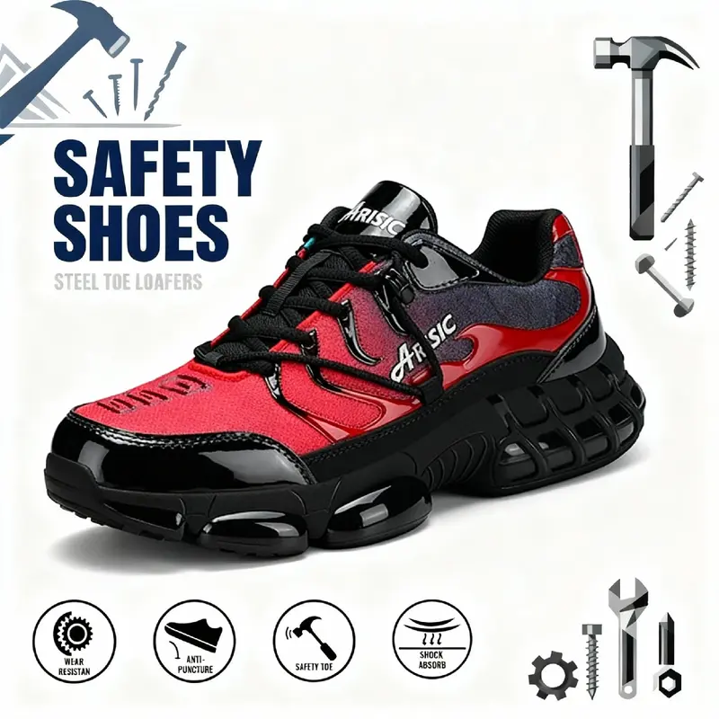 ARISIC Steel Toe Shoes - Lightweight Unisex Industrial Work & Safety Footwear, Durable Puncture-Resistant Sole Work Shoes,outdoorfun