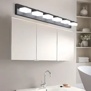 Modern 6-Light Black LED Vanity Mior Light Fixture For Bathrooms And Makeup Tables