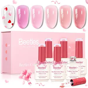 Beetles Valentine Rubber Color Base Gel Nail Polish Set, -DIY Nails at Home Gift for Women, Manicure, Nailcare & Beauty Products Uv Cutics  newyearnewme valentinesday Easter Nail Designs Spring Floral Nails Vacation Nails