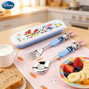 Stitch Officially Licensed Stainless Steel Fork And Spoon Set Cartoon Themed Tableware Flatware Set With Case Portable Dining Utensil Set Travel Tableware Set Lunchbox Essentials Washable Reusable 1Set Disney