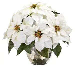 Nearly Natural 14" Poinsettia Artificial Arrangement