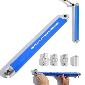 Offset Extension Wrench Set – 1/2", 1/4", 3/8" Square Drive Adapters, 1/4" Socket for Tight Spaces, convenient for Hard-to-Reach Places, Designed for Universal Ratchet Use
