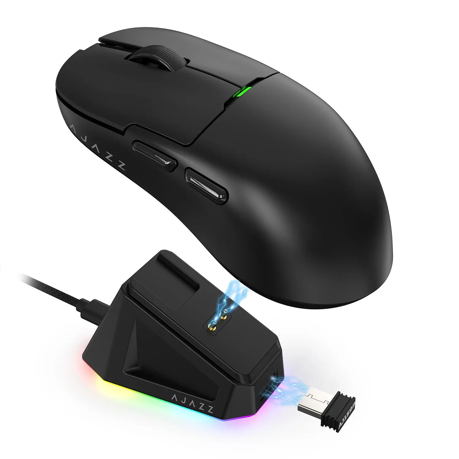 Wireless Gaming Mouse with Magnetic Charging, Ultra-light 56g, Pixart PAW3395 Sensor, 26000 DPI, 200Hrs Battery, for PC