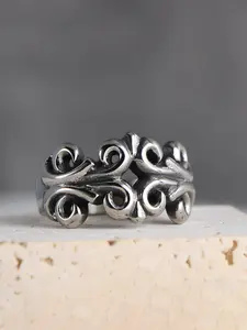 Vintage Flower Pattern Engraved Design Ring, Vintage Rings Jewelry, Stainless Steel Jewelry for Party, Daily Clothing Decor, Trendy All-match & Exquisite Jewelry for Birthday Gift