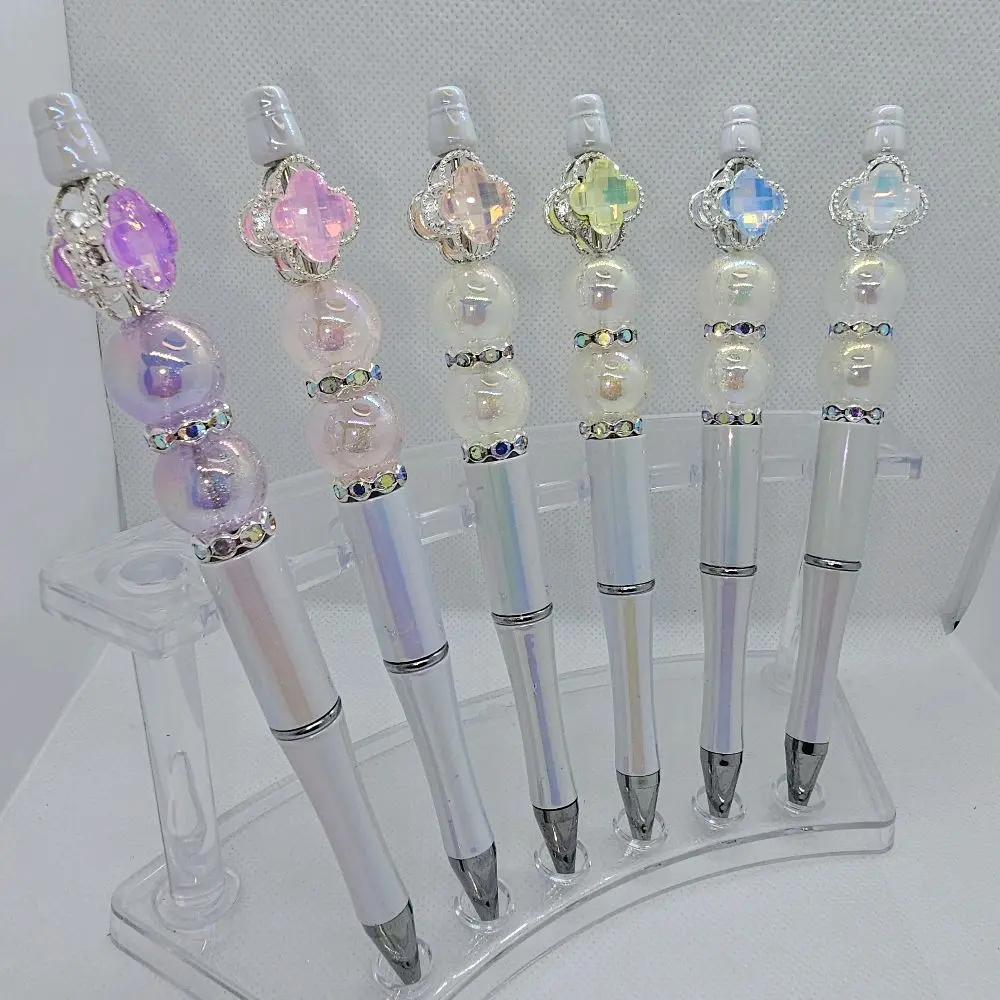 Single-Unblinged Pen with Elegant Beads & Sparkling Crystal Tops for Stylish Writing