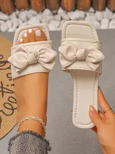 2026 New Women's Flat Sandals, Elegant and Fashionable, Versatile Plain Design, Casual Style, Textile Upper, Rubber Sole