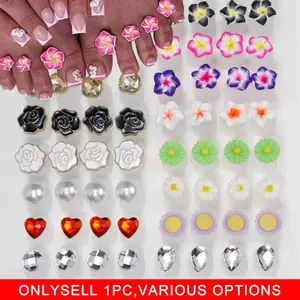 8Pcs Soft Silicone Toe Separator, Daisy Flower Water Drop Rhinestone Design Flexible Foot Finger Splitter Reusable Pedicure Manicure Tool for Nail Art Salon Home Use