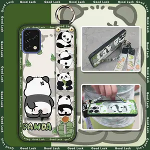 Phone Holder Anti-dust Phone Case For UMIDIGI Power 5S Durable Cute Anti-knock Shockproof Wristband panda Back Cover Lanyard Waterproof Kickstand Fashion Design Dirt-resistant