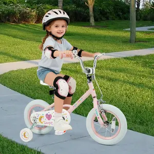 COSTWAY - 12 Inch Kids Bike Adjustable for 3-8 Years Old Children (Pink) - Stars & Moon