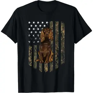 Cotton Graphic Tees Streetwear Gifts  Camo American Flag Boykin Spaniel 4th Of July USA T-Shirt