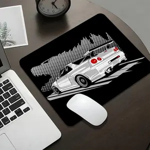 Black and White Car Mouse Pad Square Mousepads 45x40 Large 22x18 Small non-slip rubber gaming mouse pad, smooth sliding surface, stylish aesthetic desk accessory for office, laptop and desktop, Extended Mousepad
