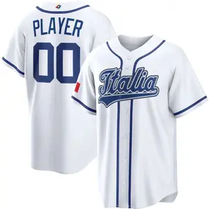 2026 Italy Pick-A-Player Baseball Jersey - White/Blue Team Italia Baseball Shirt, Full Button Sportswear for Men & Women, Ideal Shirt For Matches, Training & Casual Wear, Lightweight Jersey, Shirt, Gift For Soccer Lover, Fan Sport Shirt