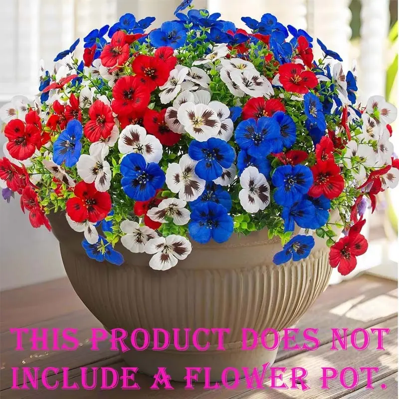 18/36 artificial faux hydrangeas with UV resistance, ideal for outdoor decoration. Perfect for use on front doors, porches, windows, etc. Especially suitable for home decorations to celebrate July 4th. (18/36 pieces available in red, white, and blue.)