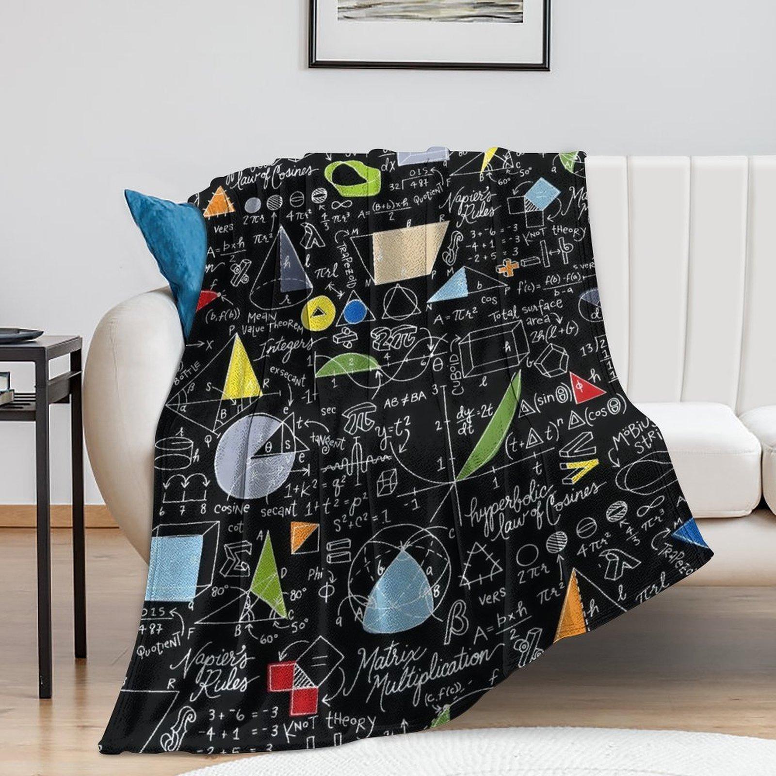 Math Formulas & Geometry Chalkboard Throw Blanket ,  STEM Lover Gift  , Engineer & Teacher Gift