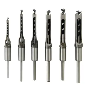6pcs Square Hole Mortise Chisel Drill Bit Tools 5/8" 9/16" 1/2" 3/8" 5/16" 1/4" for Precise Woodworking Ideal for Builders and DIY Enthusiasts