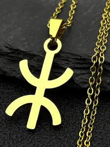 Africa Berbers Symbol Pendant Necklace Stainless Steel Gold Color Amazigh ⵣ Letter Ethnic Amulet Style Chain Necklaces