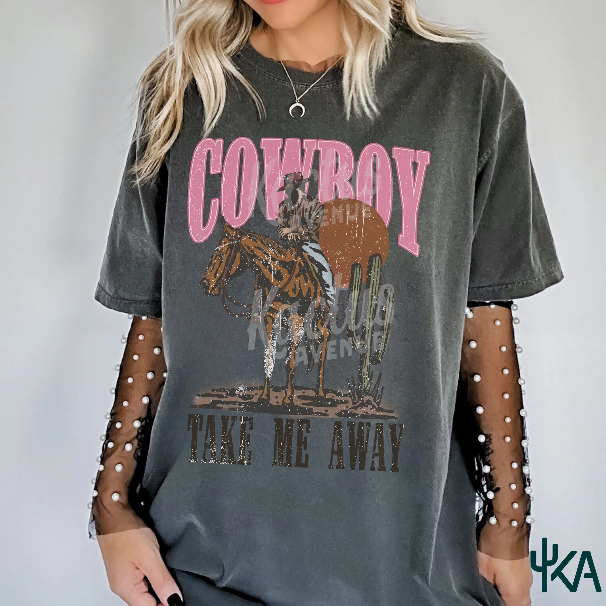 Cowboy Take Me Away Comfort Colors Womenswear Fabric Fit Top Comfortable Cotton Vintage wash western Casual Shortsleeve 90s country music