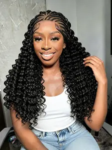 22-Inch Wavy Lace Front Wig, Lace Frontal Wigs, Natural Curl Synthetic Hairline, 13x6 Lace, Heat-Resistant Fiber, Daily Wear, Medium Length, All Seasons, Synthetic Curly Wavy