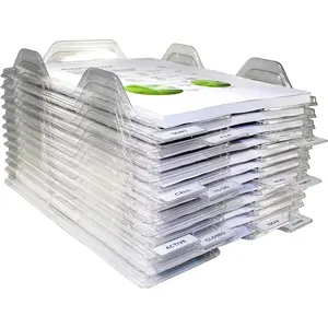 Letter Size Stackable File Organizer Trays for Desk for Office Files Mail Documents 12 Pack Clear