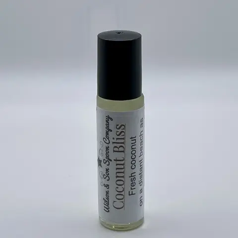 Coconut Bliss Tropical Handcrafted Coconut & Almond Oil Body Care Roll-On - 10mL Normal Skin Cosmetic, Fragrance-Infused Vegan Aromatherapy Oil for Adults, Gentle Full-Body Conditioning, Ideal for Gifting