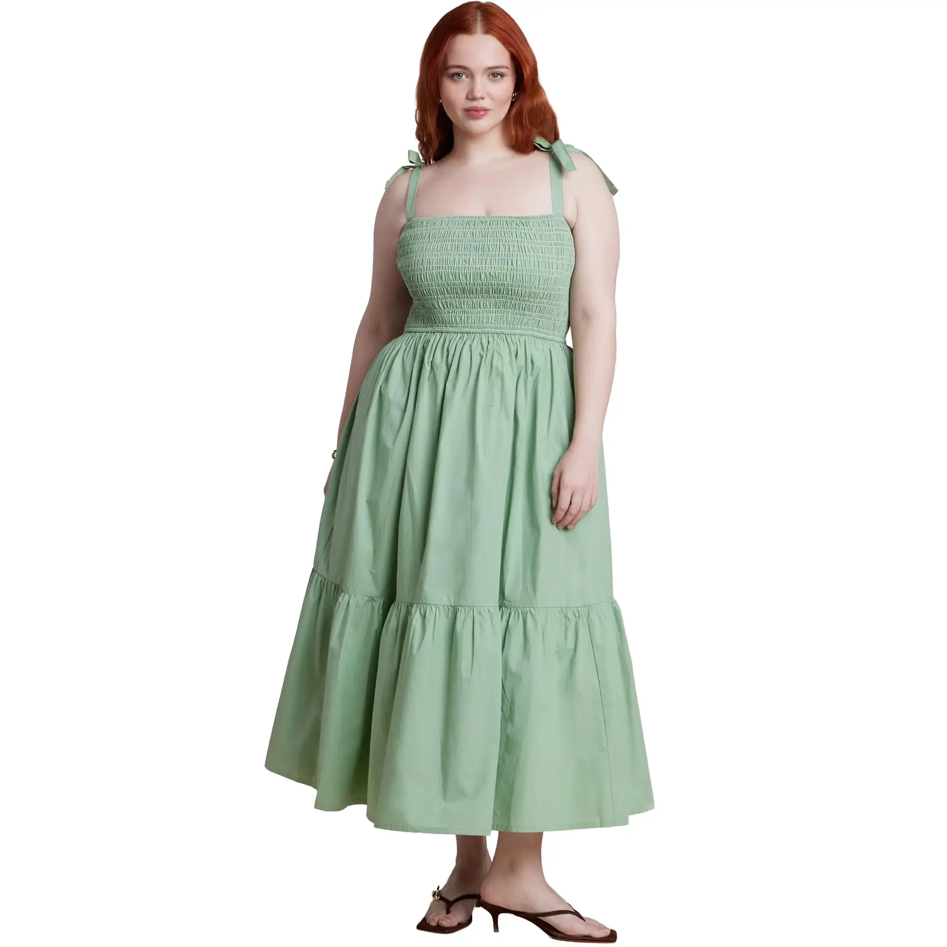 ELOQUII Women's Plus Size Smocked Bodice Maxi Dress