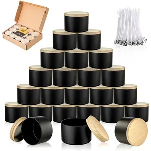 Black Empty 4oz Candle Tins Jars Vessels, 12pcs Bulk DIY Candle Making Supplies, Wax Container with Lids for Candle Making & Gift Box Packaging Accessories