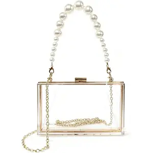 Ladies Clear  Moon and  Rhinestone Chain Bag Sparkly Transparant Clutch Purse for Women Evening