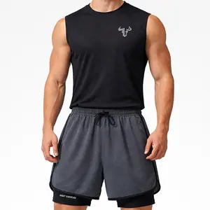 Men’s Sporty Matching Set – Athletic Tank & Double-Layer Running Shorts, Casual Activewear Menswear, Crew Neck Sleeveless Top, Elastic Waist Workout Clothes for Gym, Training & Outdoor tiktok shop deals