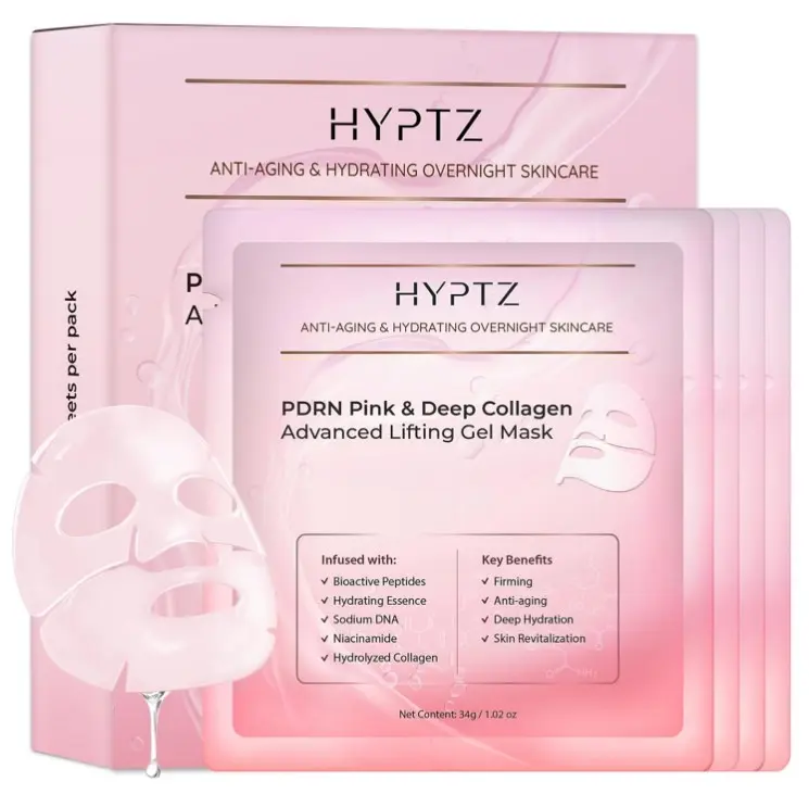 realori Salmon DNA PDRN Collagen Face Mask – Korean Face Mask for Glass Skin – Collagen Face Masks Skincare Overnight Hydrogel – Firming, Hydrating Face Masks, Pink Collagen Mask 4-Pack