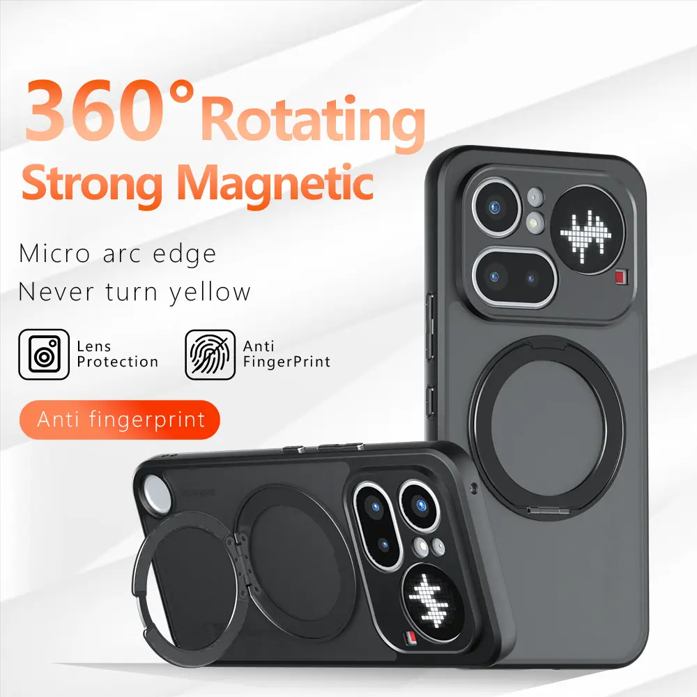 For Nothing Phone (4a) Pro 3 Case with 360° Spin Magnetic Stand [Fit for MagSafe] [Non-Slip] [15FT-Shockproof] Slim Protective Case Military Protection Matte Translucent Phone Case