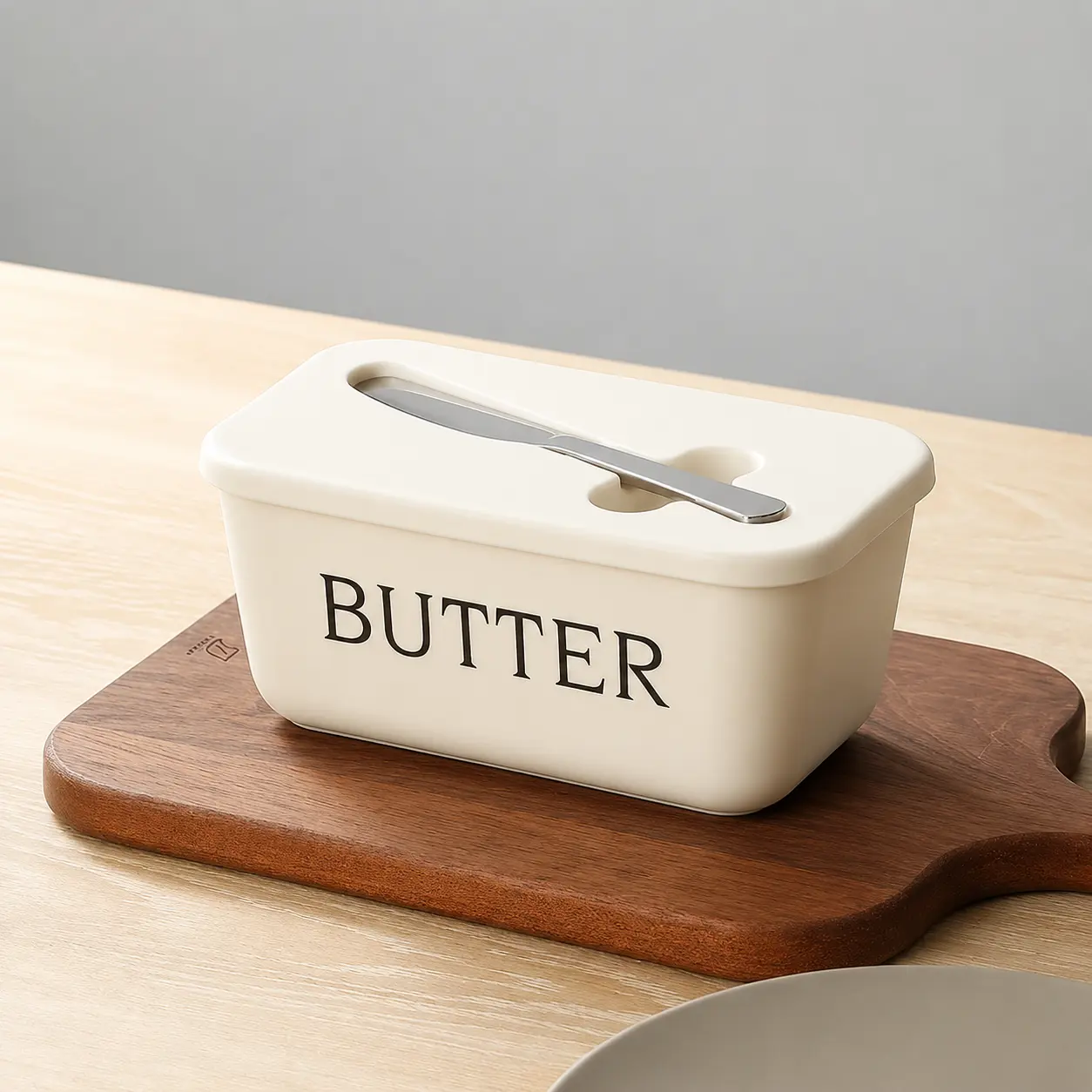 Multi-Purpose Plastic Butter Dish Knife Set for Butter Lovers, Made of Food-Grade Material, Indoor Home Kitchen Catering Shop Butter Cutting & Serving Work, Compact Sealed Kitchen Storage Tray Kit, Stain Resistant Easy Washing Kitchen Gadget