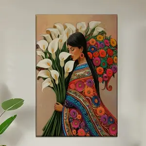 2D flat canvas - without frame, 16x24 inches, Diego Rivera in Bohemian style, wall decoration, suitable for bedrooms, living rooms, kitchens, cafes, bars, dormitory corridors, art posters for use as gifts on birthdays and Valentine's Day.