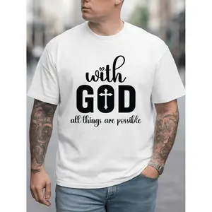Mens Believe In God Faith Cotton T shirt 180GSM White Featuring Front And Back Religious Print Church Attire Casual Wear Verse Top Durable Gift For Men