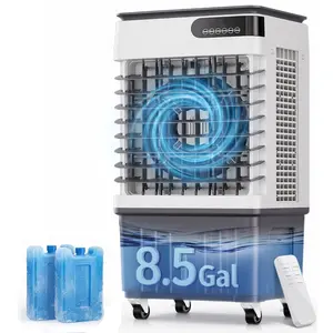 TEHANLD Swamp Cooler Air Conditioners, 4-IN-1 Evaporative Cooler With 13.5 Gal Water Tank, 4 Ice Packs, Remote, 12H Timer, 120°Oscillation, Portable Cooling Fan with 3 Modes&Speeds for Bedroom Indoor Room