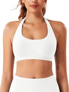Women's Solid Backless Wireless Yoga Sports Bra, Halter Sports Bra, Breathable Comfortable High Stretch Sports Bra, Gym Clothes, Ladies Sportswear for Indoor Outdoor Wear