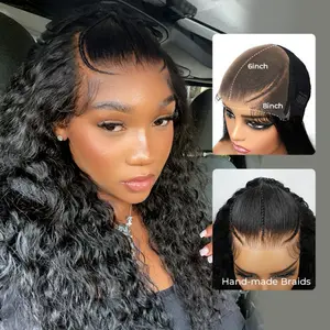 Alipearl Wig Pre Braided Stylist Wig Pre Cut Lace Ready To Go Glueless Water Wave 13x4 Lace Frontal Wig Human Hair Pre Styled Wig With Curls