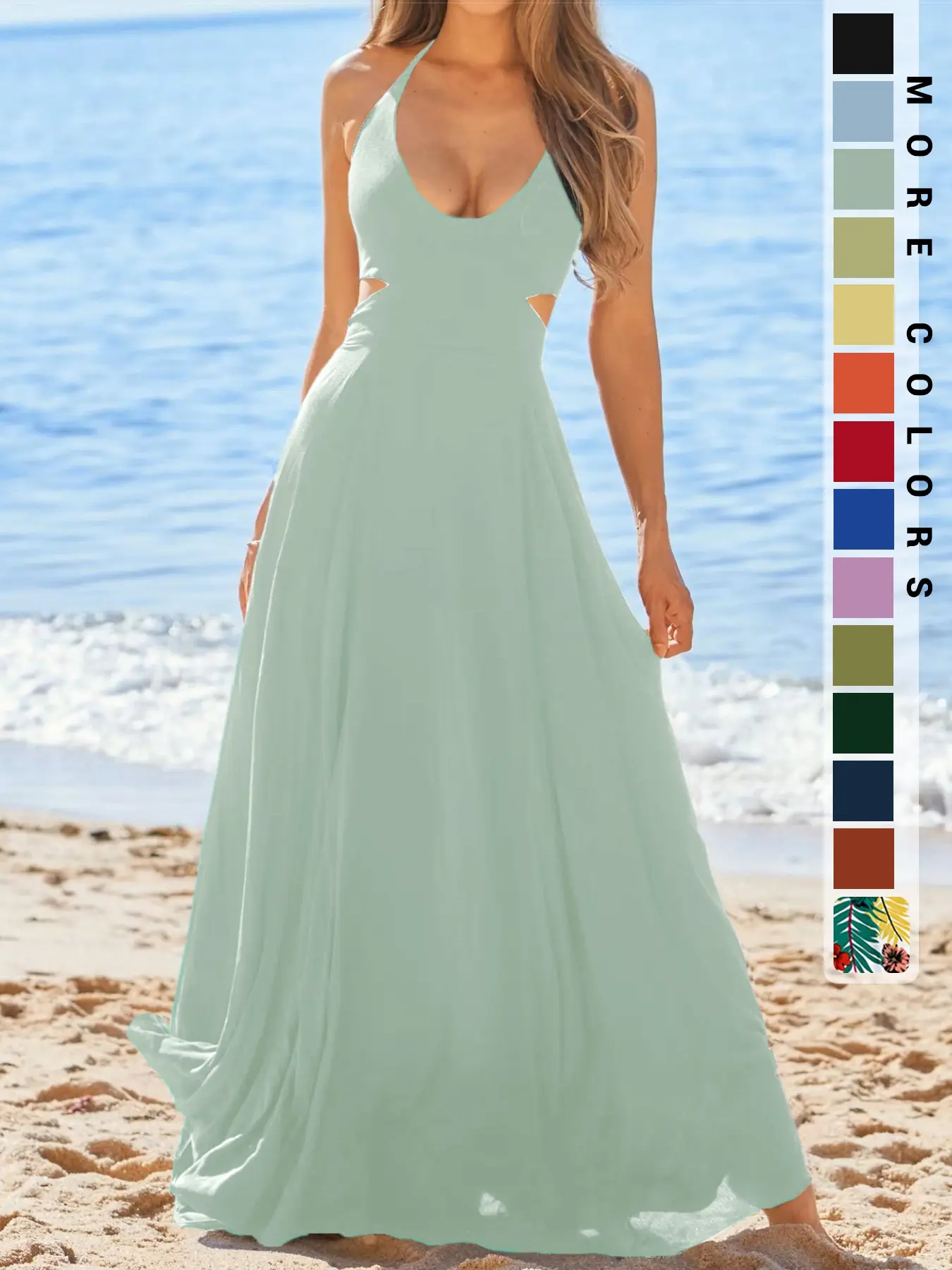 sachin and babi light blue dress Hook Crochet Flower Long Dresses Women Knitted Halter Sexy Hollow Out  Sleeveless Backless Maxi Dress Holiday Fashion Beach Robes