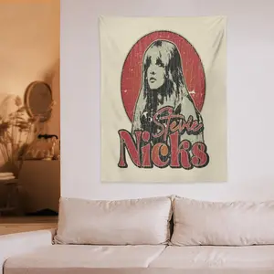 Portrait Tapestry Wall Hanging, Ethereal Witchy Aesthetic Room Decor, Celestial Moon and Stars Purple Art Mural, Iconic 70s Rock Goddess Fashion Illustration, Whimsigoth Bedroom Transformation Decor, High-Definition Detailed Artist Portrait Print