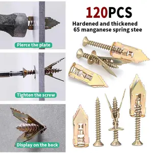 200PCS Self-Drilling Drywall Anchors Kit -expansion bolt Serrated Expansion Wall Mounting Screws galvanized expansion bolts fixing curtain drywall anchors self tapped screws anchor wall anchors for drywall Carbon Steel Anchors premium case
