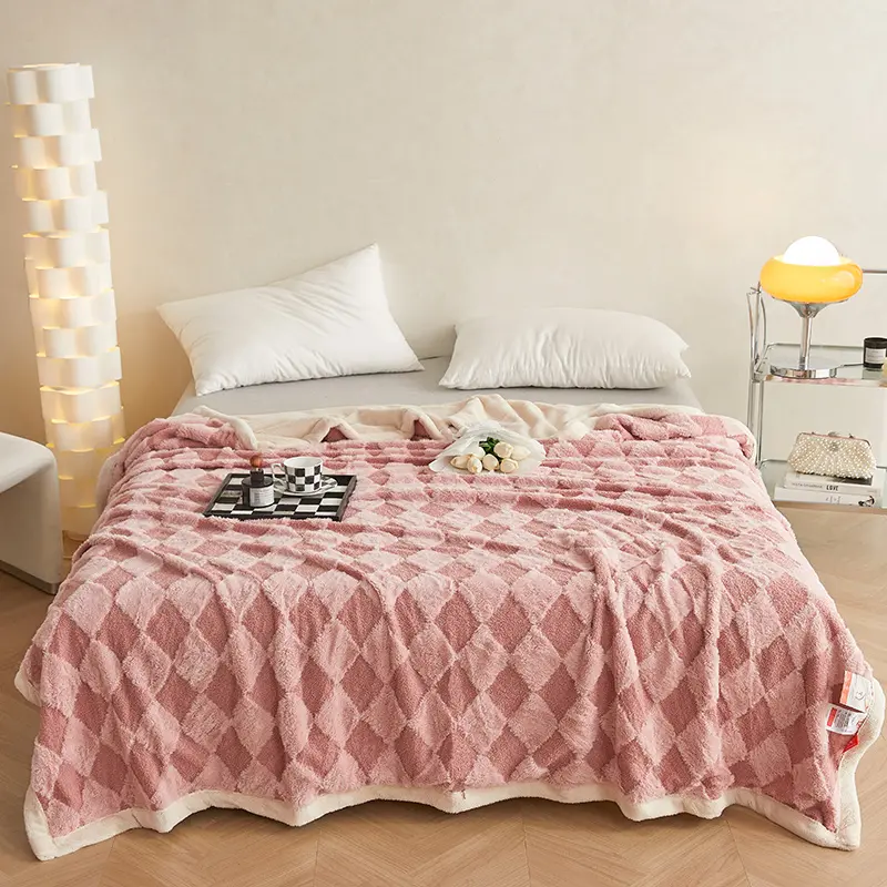 Grid Blanket, Reversible Diamond Square Lattice Bed Blanket, Kids Boys Girls Adult Men Women Room Decor, Geometric Plaid Checkerd Quilt