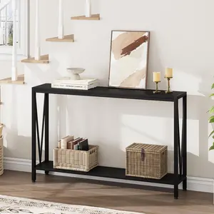 2-Tier Narrow Console Sofa Side Table for Entryway Hallway Living Room Premium Entryway Furniture 42.9in L x 9.8in W x 29.9in H with Shelved Design & Sturdy Structure