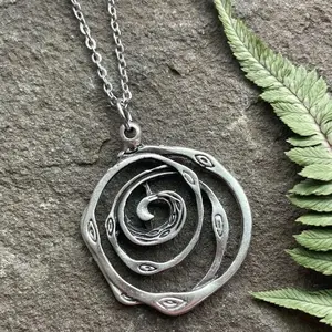 Whirlpool Pendant Necklace - Fashionable Niche Creative Long Hollow Circular Retro Style Silver Tone Jewelry for Men and Women