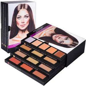 SHANY 4-Layer Contour and Highlight Makeup Kit - Set of Concealer Palette , Color Corrector , Makeup Foundation Palette, Contour Highlight Palette, and Blush Palettes