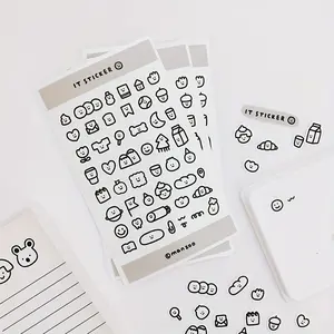 1pc transparent waterproof sticker, Diy Sticker Paper, for diary scrapbook, matte surface, self-adhesive, for single use, irregular shape, recommended for wooden surface, black and white decorative material stickers