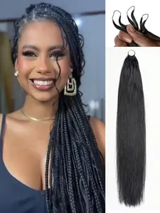 Feather Crochet Hair Extensions Straight 18 Inch 50G Curly Knotless Pre‑Separated Invisible Crochet Bundles Lightweight Reusable Hair Extensions for Women Natural Black Human Hair
