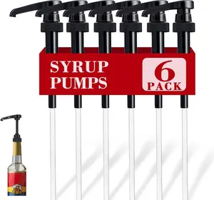 6-Pack Black Syrup Dispensing Pumps – Suitable for 25.4 oz Syrup Bottles, Leak-Proof Design, Ideal for Cocktails and Beverages