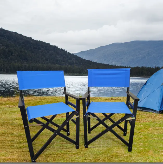 Folding Chair Wooden Director Chair Canvas Folding Chair Folding Chair Pack of 2 camp chair headrest cup holder