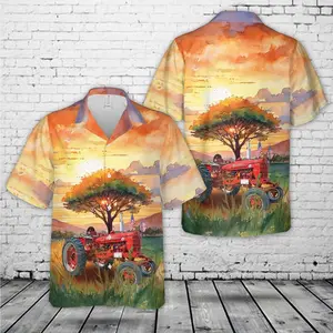 1953 International Harvesters McCormick Farmall Super H Hawaiian Shirt Style 3D Printing Summer Casual Loose Short Sleeve Shirt Street Men Menswear Top