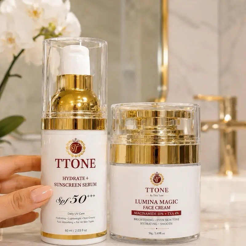 TTONE Lumina Magic Glow & Protect Duo Face Cream Hydrate SPF 50 Sunscreen Serum